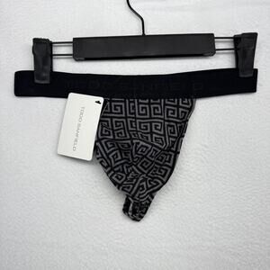 Todd Sanfield Jock Strap Mens Small Gray Black Geometric Greek Key Underwear NEW